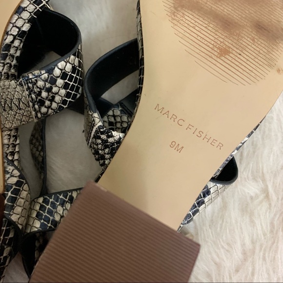[Marc Fisher] Black Snake Animal Print Strappy Block Heel Sandals - Picture 11 of 11